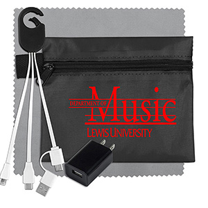 "TechPack Plus" Tech Home & Travel Kit w/Cleaning Cloth, Wall Charger, & Charging Cables 1