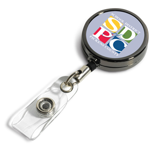 "Dublin Gunmetal" Solid Metal Retractable Badge Reel & Badge Holder w/Full Color 1 "Dublin Gunmetal" Solid Metal Retractable Badge Reel & Badge Holder w/Full Color 1