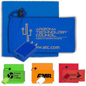 "Montana" Mobile Tech Wall Charger Kit in Microfiber Cinch Pouch 1 "Montana" Mobile Tech Wall Charger Kit in Microfiber Cinch Pouch 1