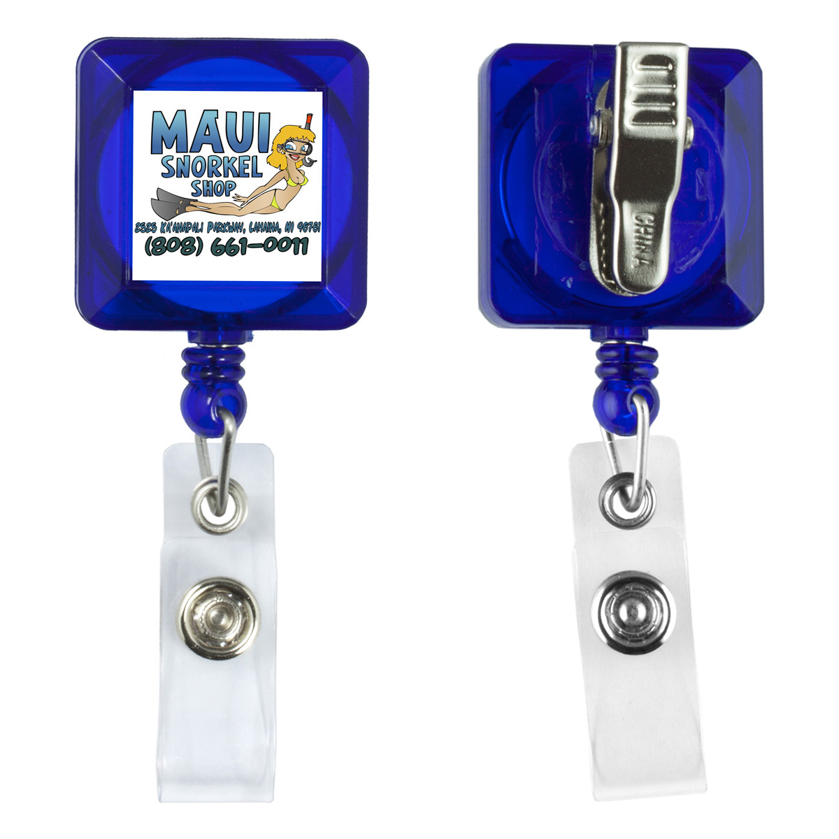 "Olmsted VL" Retractable Badge Reel & Badge Holder w/Metal Rotating Alligator Clip (Spot Color) 1