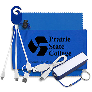 "ChargeBank" Mobile Tech Power Accessory Kit w/Cables & Cloth in Cinch Pouch 1