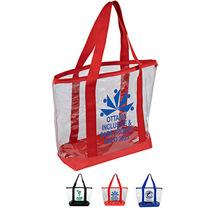 19"W x 13 ½"H x 6"Gusset - "BONDI" Jumbo Clear Zippered Tote Bag 1 19"W x 13 ½"H x 6"Gusset - "BONDI" Jumbo Clear Zippered Tote Bag 1