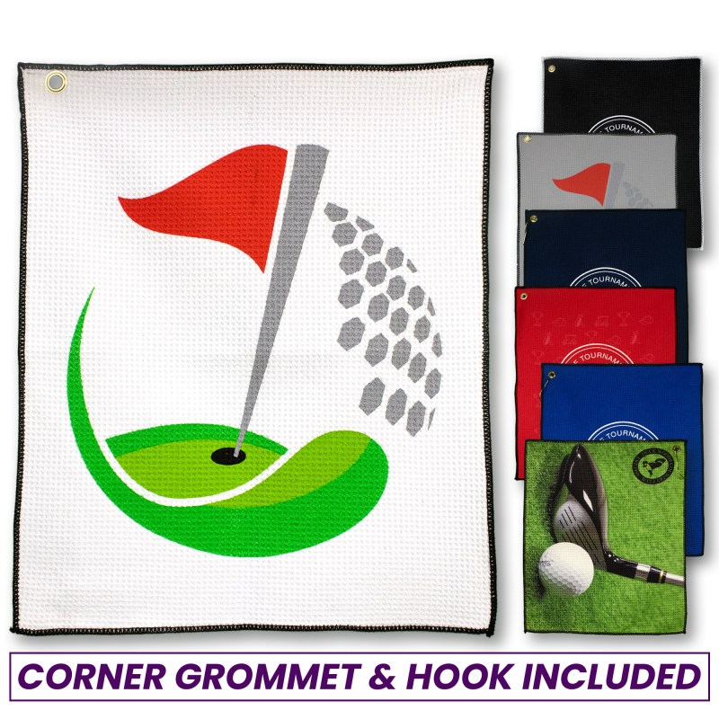 Microfiber Waffle Small Golf Towel (Embroidery) 1 Microfiber Waffle Small Golf Towel (Embroidery) 1