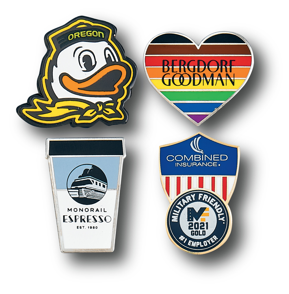 Custom Lapel Pins - 1 1/8" (1.125") Screen on Cloisonne Hard Enamel 1