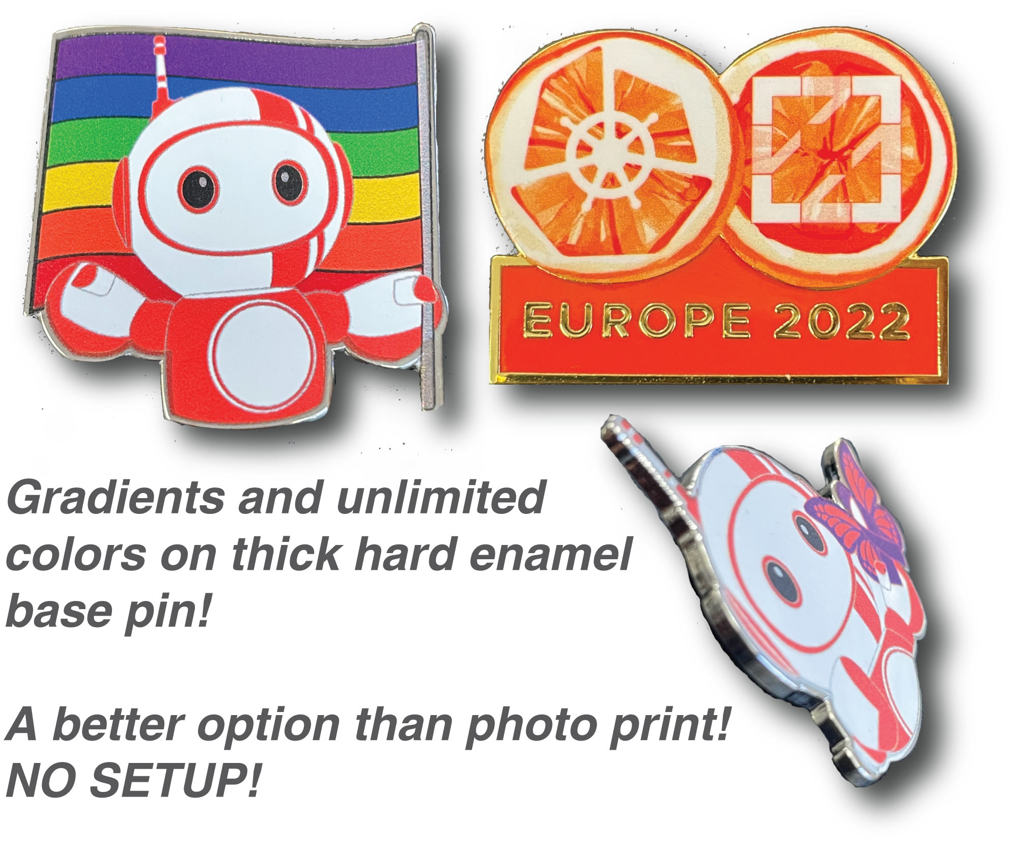 Custom Lapel Pin - Full Color UV Printed Cloisonne Hard Enamel 1" 1
