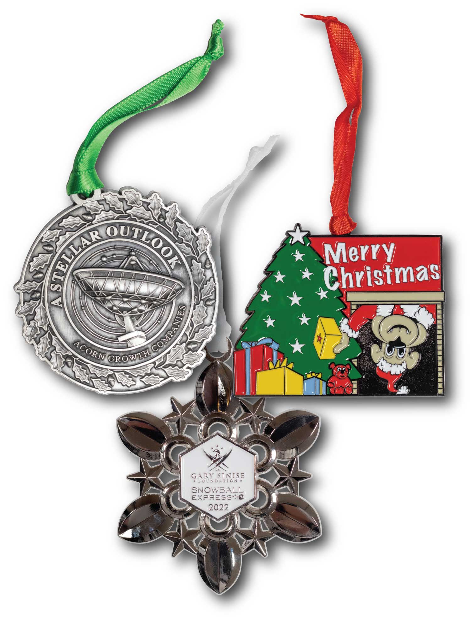 Custom Cast Holiday Ornaments 3.5mm Thick With Ribbon Double Sided 2.5" 1
