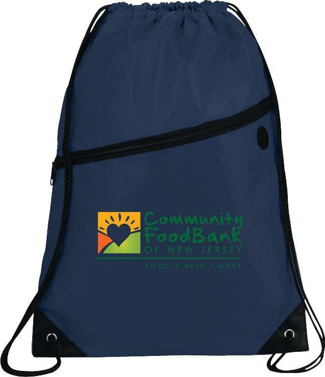 Robin Drawstring Polyester Bag with Front Zipper Pocket 1