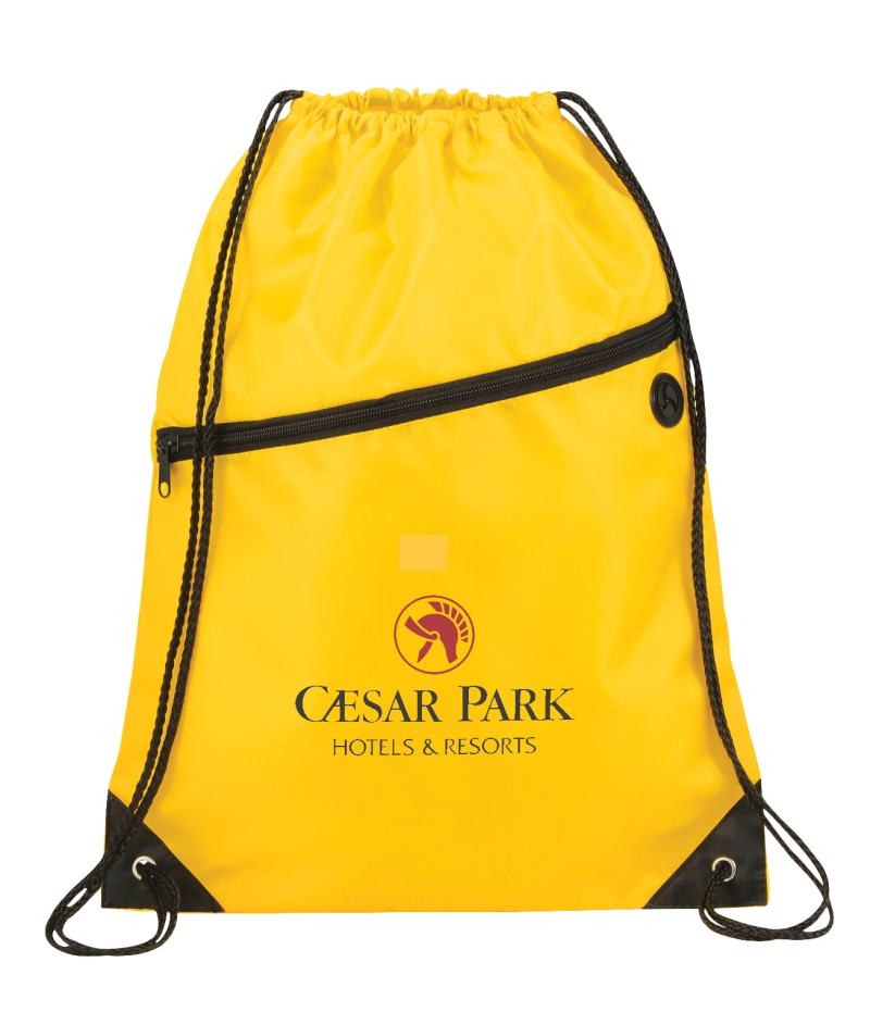 Robin Drawstring Polyester Bag with Front Zipper Pocket 1 Robin Drawstring Polyester Bag with Front Zipper Pocket 1