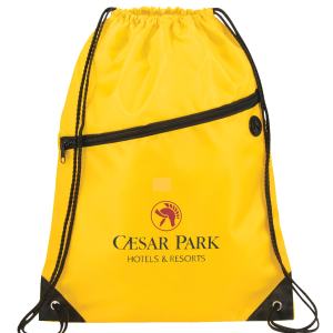 Robin Drawstring Polyester Bag with Front Zipper Pocket 1 Robin Drawstring Polyester Bag with Front Zipper Pocket 1