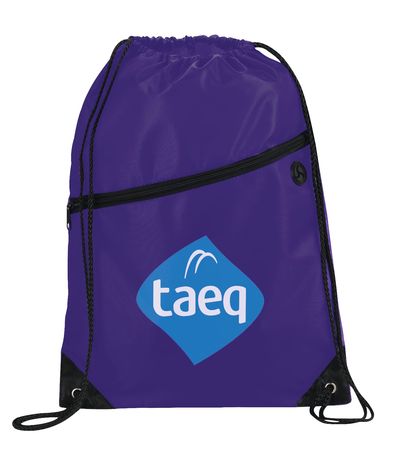 Robin Drawstring Polyester Bag with Front Zipper Pocket 1