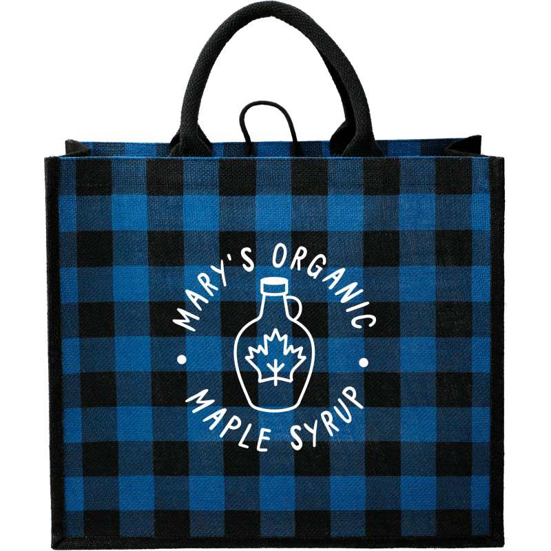 Buffalo Plaid Printed Jute Tote 1 Buffalo Plaid Printed Jute Tote 1