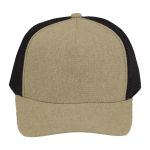 Recycled Cotton Canvas 5 Panel Mesh Back Ballcap - Olive Green/Black Recycled Cotton Canvas 5 Panel Mesh Back Ballcap - Olive Green/Black