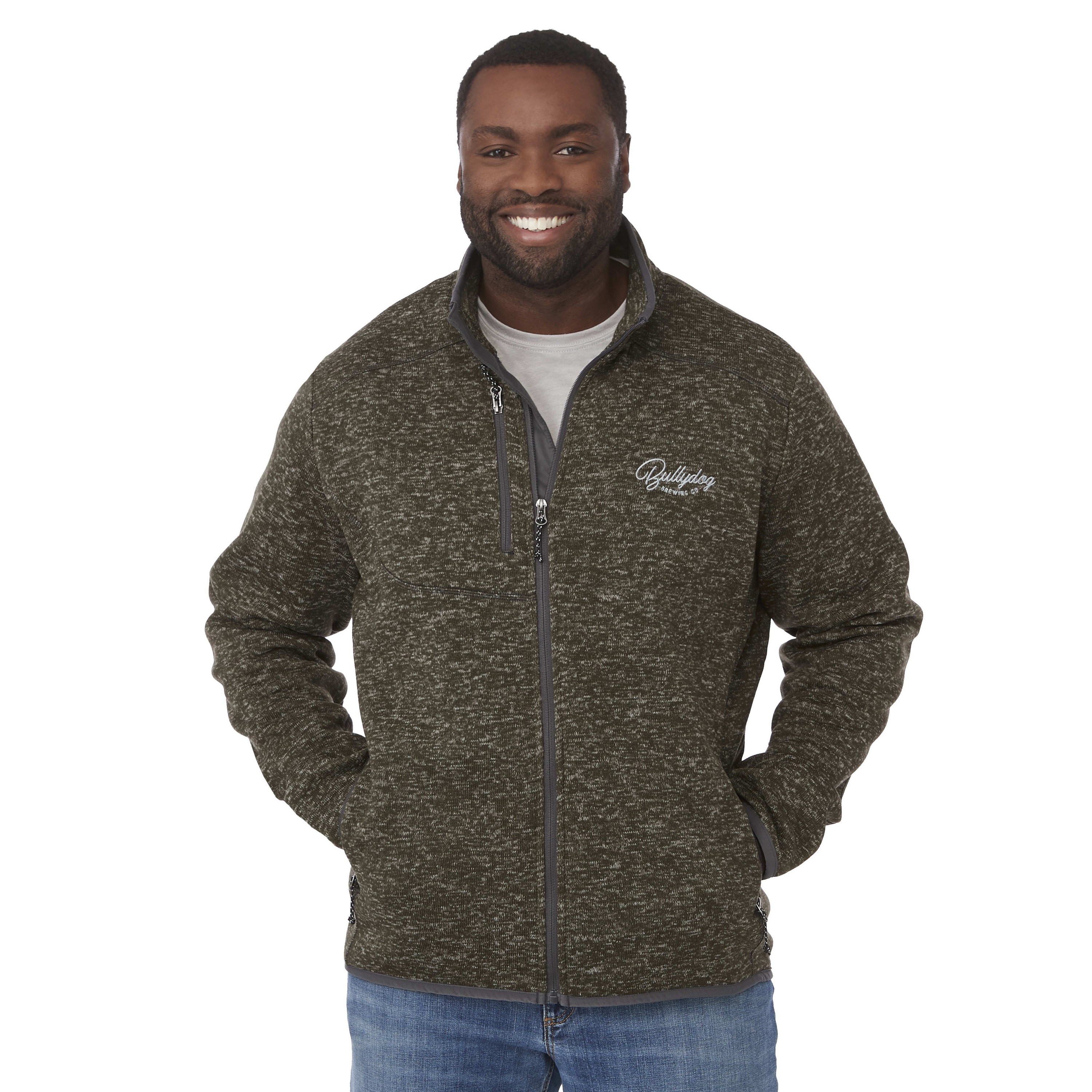 Men's TREMBLANT Sweater Knit Full Zip Jacket with Thumb Holes 1