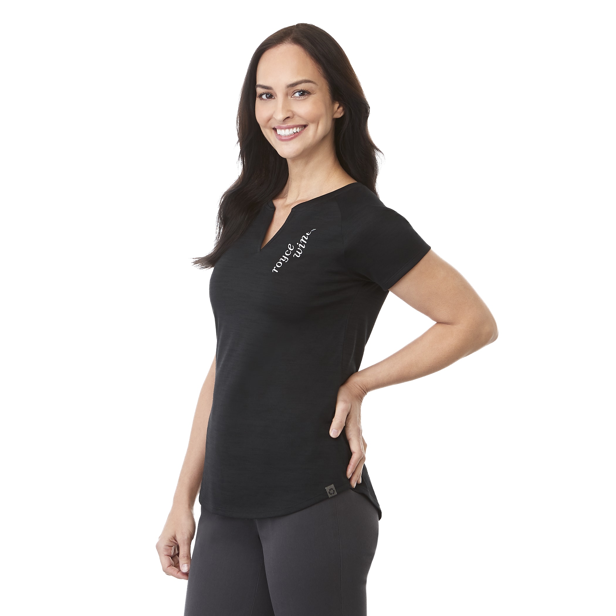 Women's AMOS Eco Short Sleeve Curved Hem Tee 1