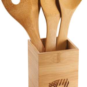 Bamboo 4-piece Kitchen Tool Set and Canister 1 Bamboo 4-piece Kitchen Tool Set and Canister 1
