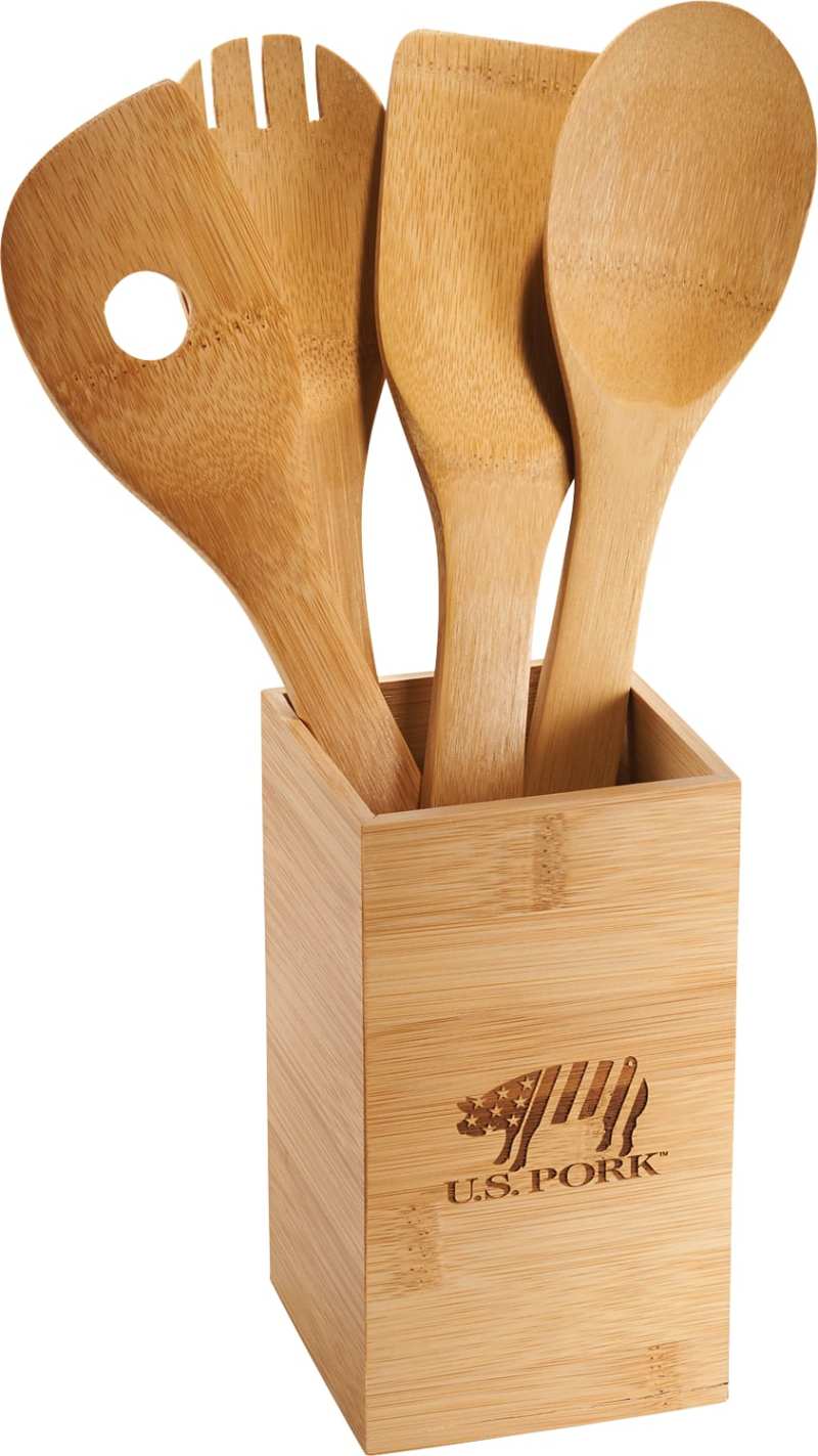 Bamboo 4-piece Kitchen Tool Set and Canister 1 Bamboo 4-piece Kitchen Tool Set and Canister 1