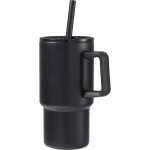Summit 18oz Recycled Vacuum Insulated Mug w/ Straw - SM-6976BKAngle-Left Summit 18oz Recycled Vacuum Insulated Mug w/ Straw - SM-6976BKAngle-Left