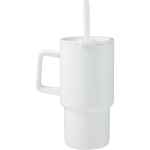 Summit 18oz Recycled Vacuum Insulated Mug w/ Straw - SM-6976WHAngle-Left Summit 18oz Recycled Vacuum Insulated Mug w/ Straw - SM-6976WHAngle-Left