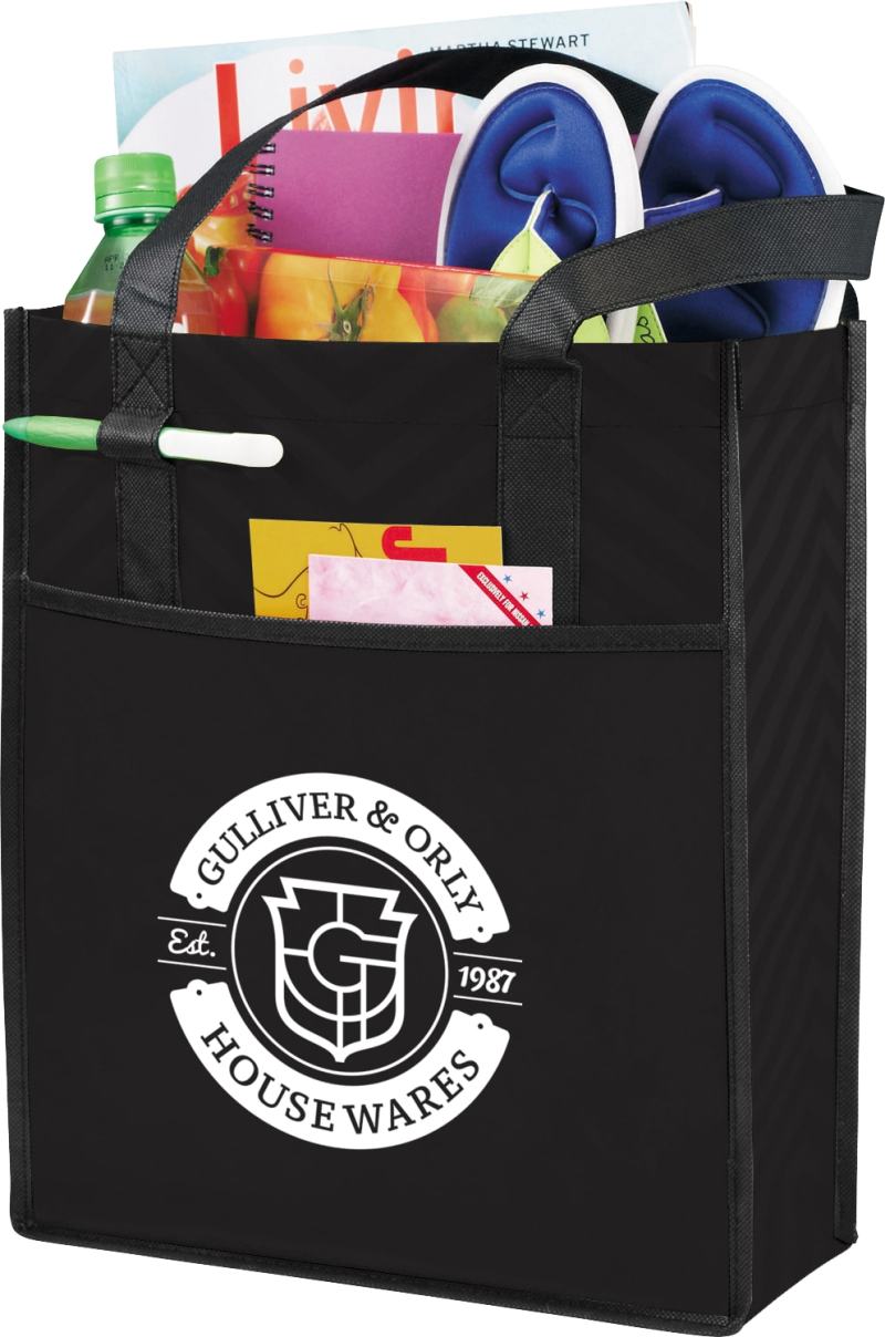 Printed Chevron Non-Woven Shopper Tote 1 Printed Chevron Non-Woven Shopper Tote 1