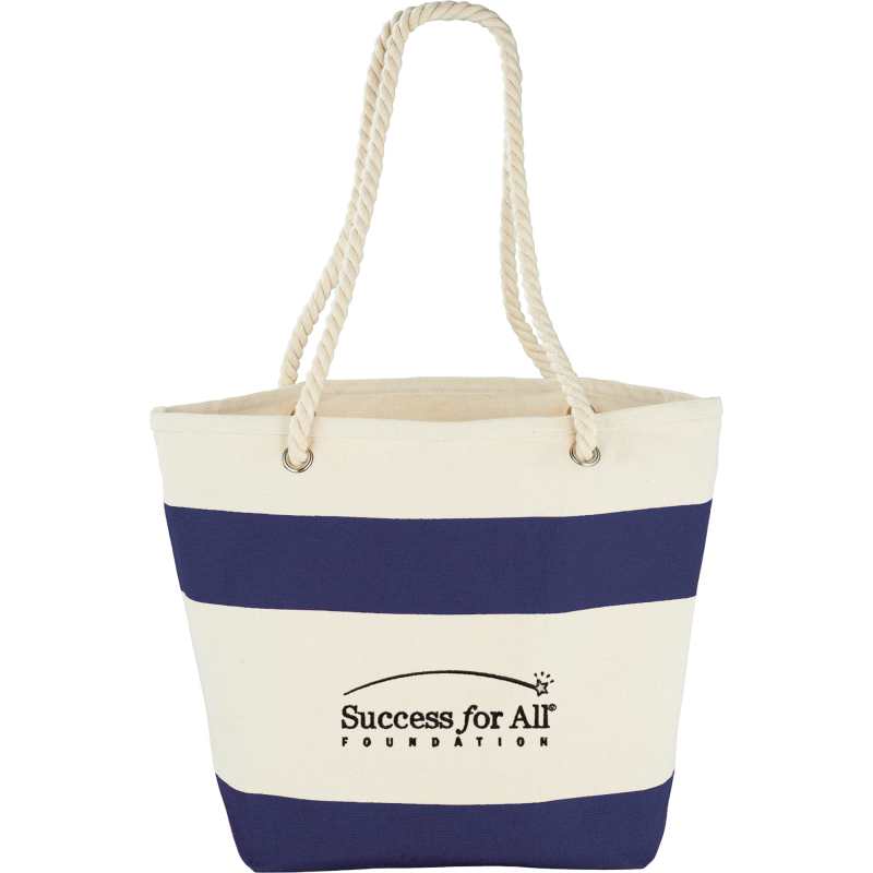 Capri Stripes 12oz Cotton Canvas Shopper Tote 1 Capri Stripes 12oz Cotton Canvas Shopper Tote 1