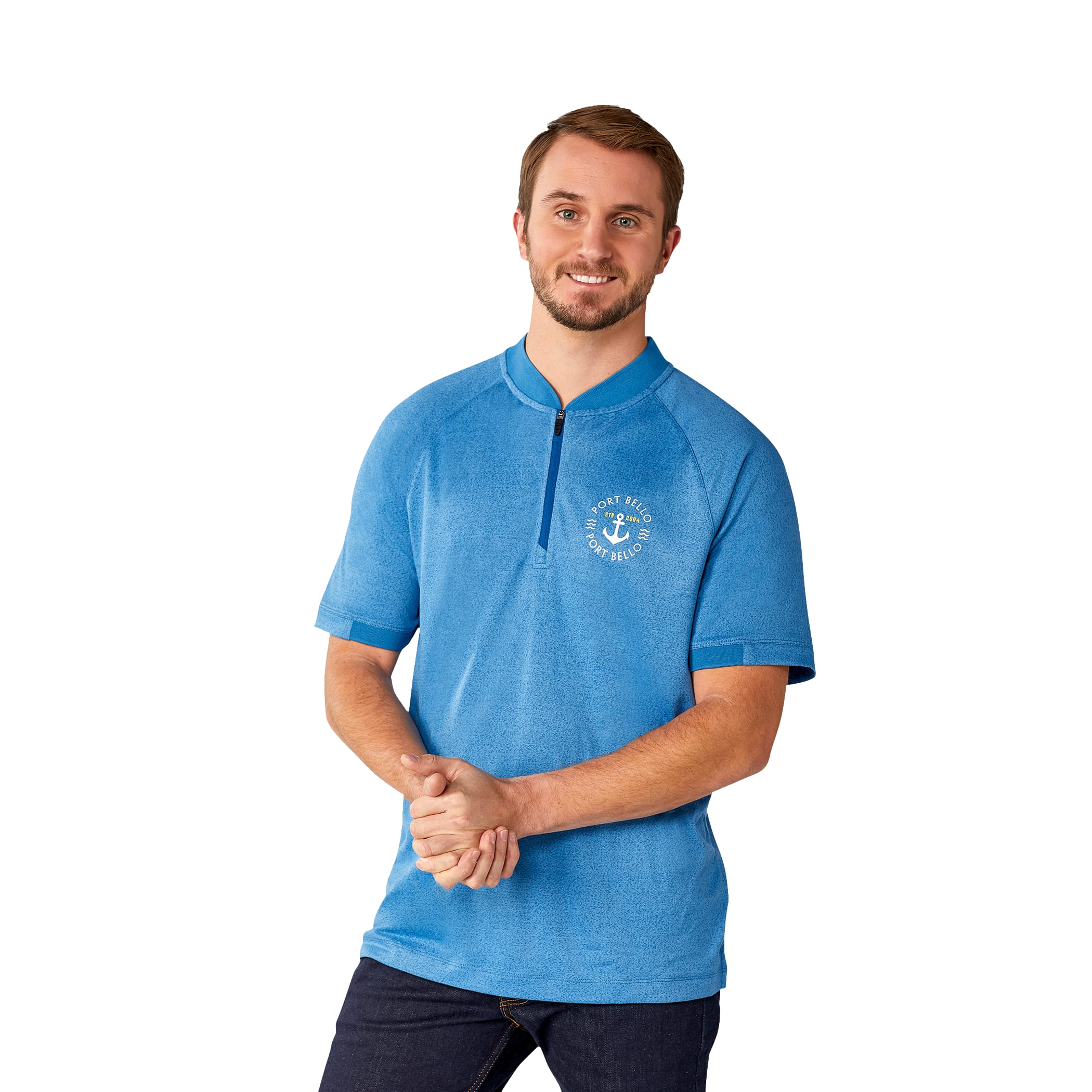 Men's KINPORT Short Sleeve Zip Up Stand Collar Performance Polo 1