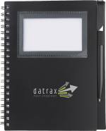 5.5'' x 7'' FSC® Mix Star Spiral Notebook with Pen - SM-3457BKFront 5.5'' x 7'' FSC® Mix Star Spiral Notebook with Pen - SM-3457BKFront