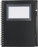5.5'' x 7'' FSC® Mix Star Spiral Notebook with Pen - SM-3457BKFront 5.5'' x 7'' FSC® Mix Star Spiral Notebook with Pen - SM-3457BKFront