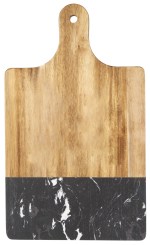 Black Marble and Wood Cutting Board - 1033-64BKFront Black Marble and Wood Cutting Board - 1033-64BKFront