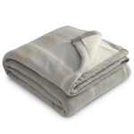 Plaid Fleece Sherpa Blanket - 1080-72GYFront Plaid Fleece Sherpa Blanket - 1080-72GYFront