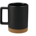 Bates 15oz Ceramic Mug w/ Cork Base - 1628-96BKFront Bates 15oz Ceramic Mug w/ Cork Base - 1628-96BKFront