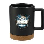 Bates 15oz Ceramic Mug w/ Cork Base - 1628-96BKFront Bates 15oz Ceramic Mug w/ Cork Base - 1628-96BKFront