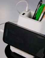 Desk Mate Organizer with Bluetooth Speaker and Charging Hub - SM-2955WHFront Desk Mate Organizer with Bluetooth Speaker and Charging Hub - SM-2955WHFront