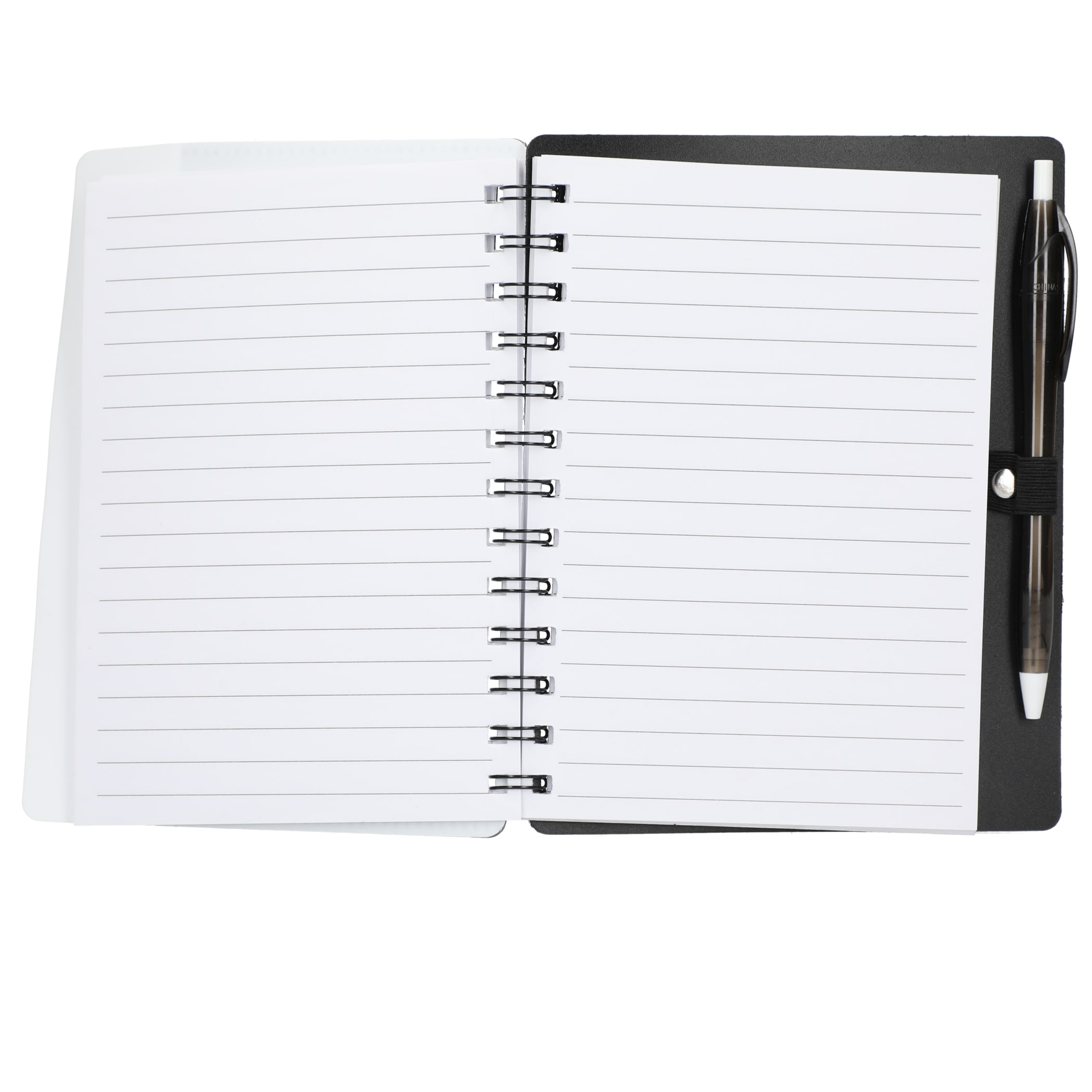 5'' x 7'' Recycled Dual Pocket Spiral Notebook w Pen 1