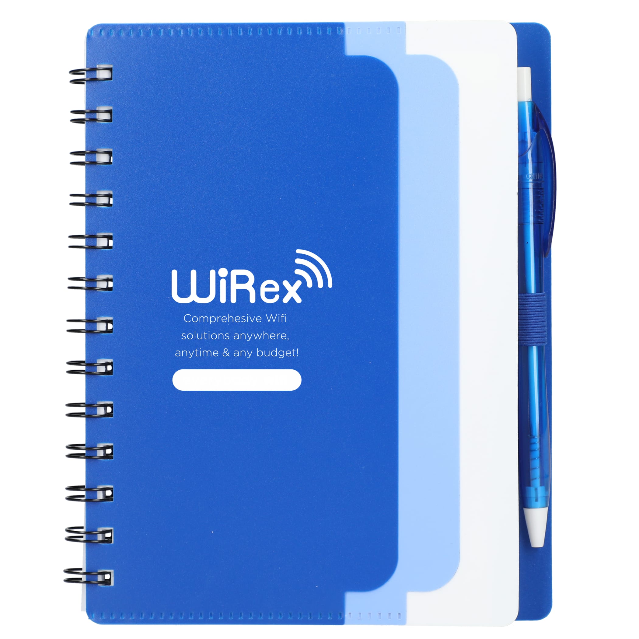 5'' x 7'' Recycled Dual Pocket Spiral Notebook w Pen 1