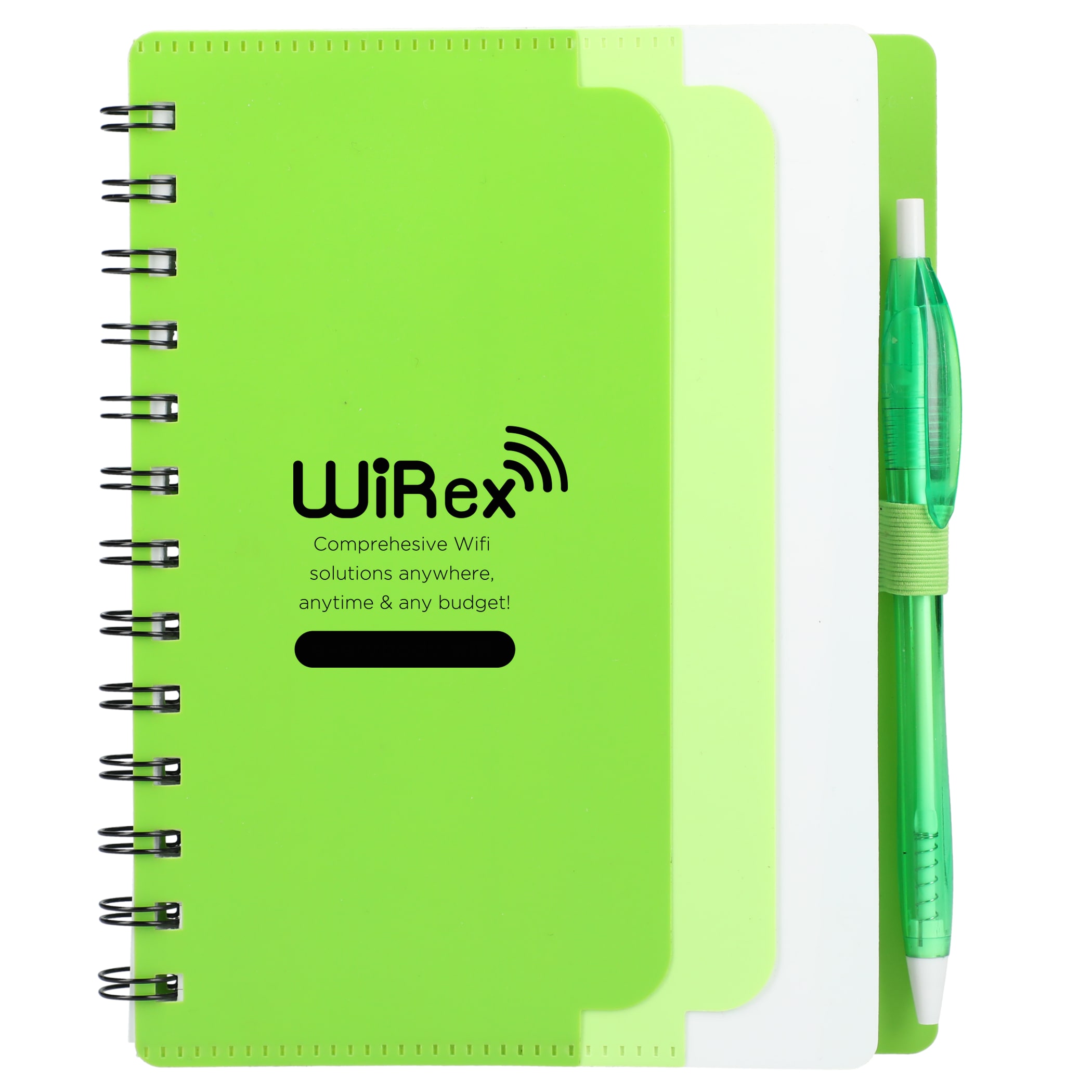 5'' x 7'' Recycled Dual Pocket Spiral Notebook w Pen 1