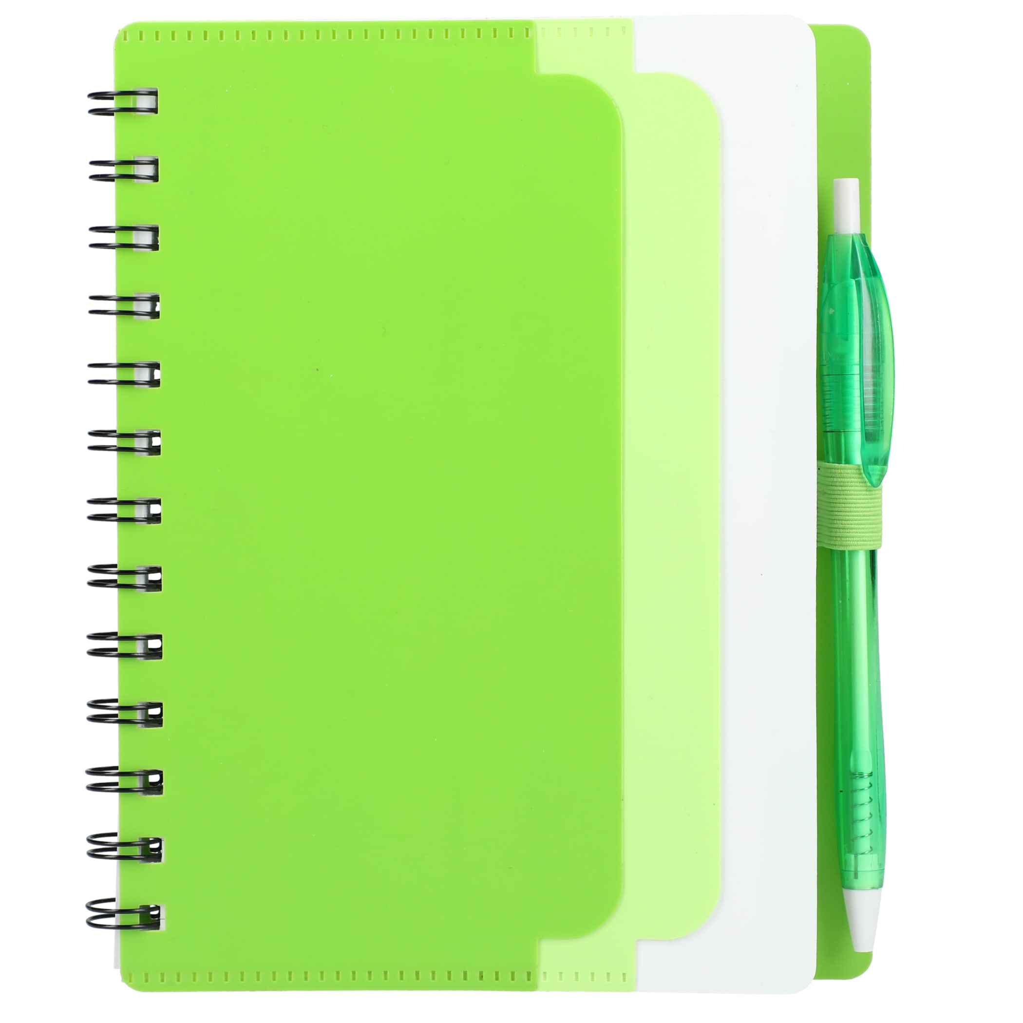 5'' x 7'' Recycled Dual Pocket Spiral Notebook w Pen 1