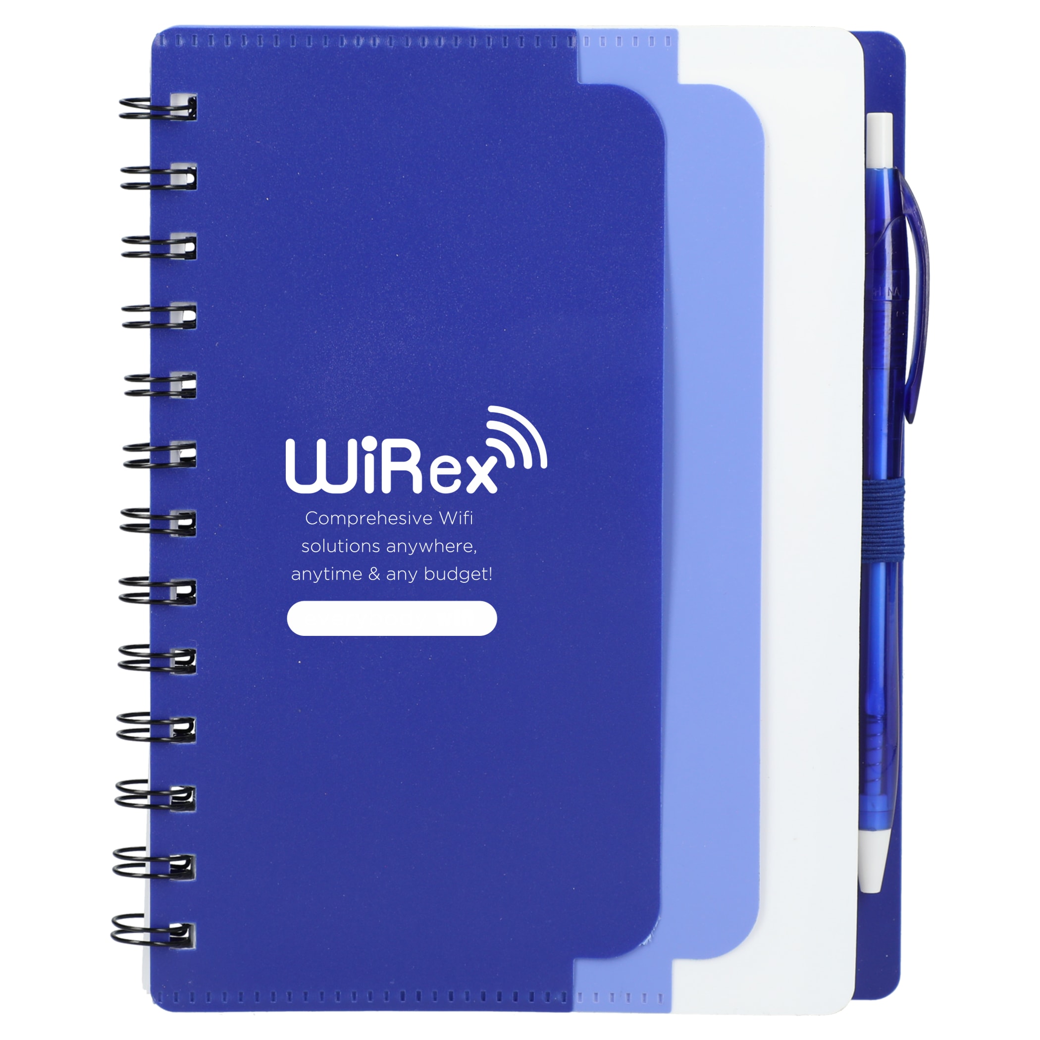 5'' x 7'' Recycled Dual Pocket Spiral Notebook w Pen 1