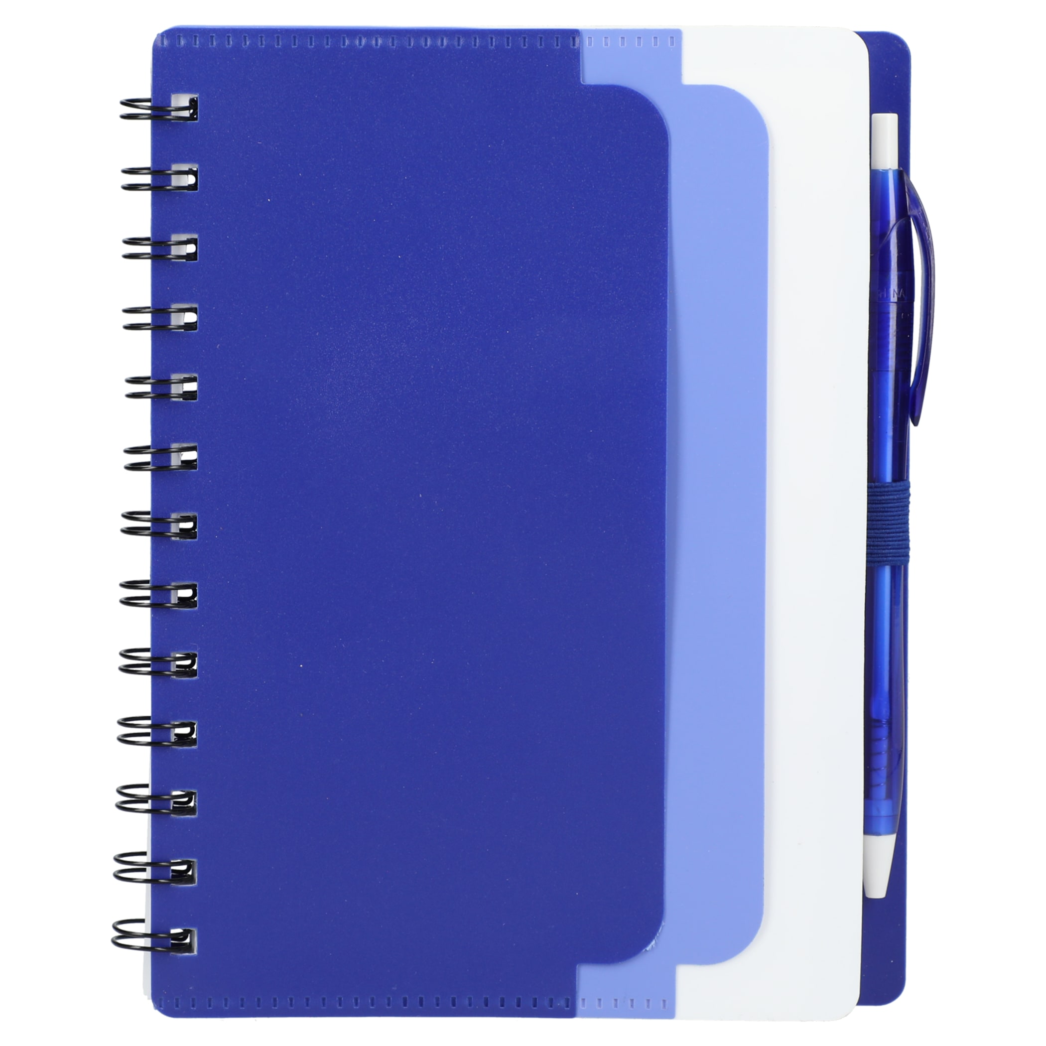 5'' x 7'' Recycled Dual Pocket Spiral Notebook w Pen 1