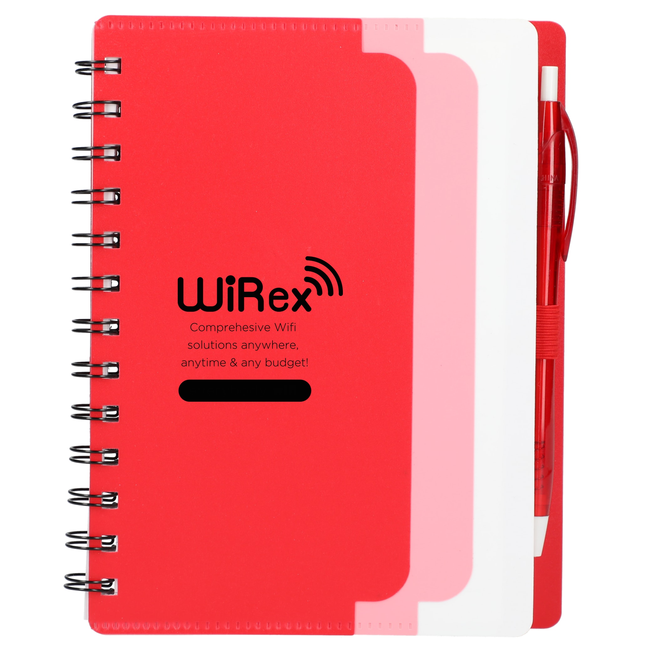 5'' x 7'' Recycled Dual Pocket Spiral Notebook w Pen 1