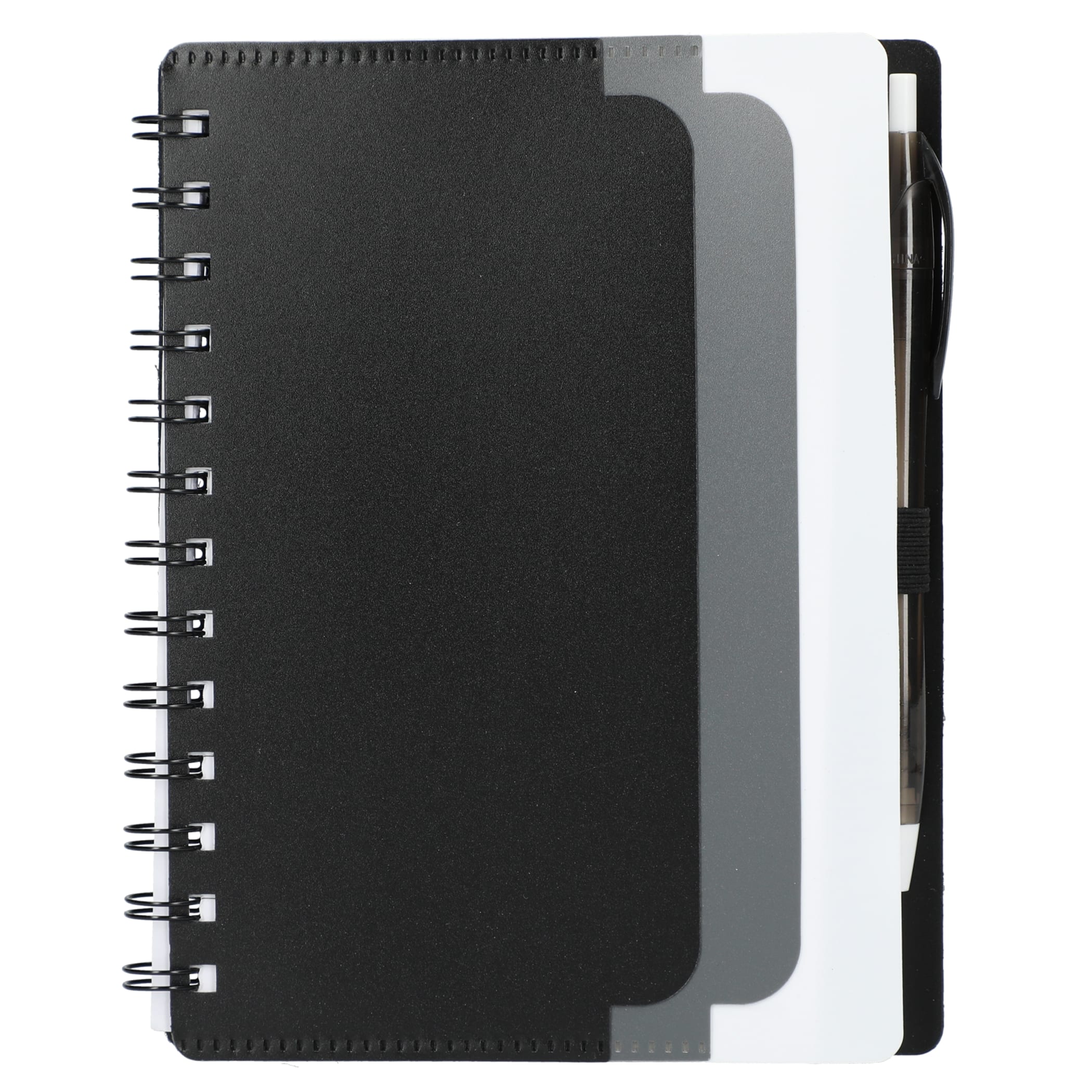 5'' x 7'' Recycled Dual Pocket Spiral Notebook w Pen 1