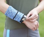 Cooling Heathered Wrist Band with Pocket - SM-7623BLAngle-Left Cooling Heathered Wrist Band with Pocket - SM-7623BLAngle-Left