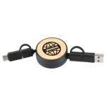 FSC® 100% Bamboo Retractable 5-in-1 Charging Cable - SM-2839BKFront FSC® 100% Bamboo Retractable 5-in-1 Charging Cable - SM-2839BKFront
