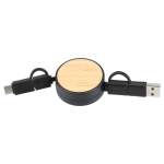FSC® 100% Bamboo Retractable 5-in-1 Charging Cable - SM-2839BKAngle-Left FSC® 100% Bamboo Retractable 5-in-1 Charging Cable - SM-2839BKAngle-Left