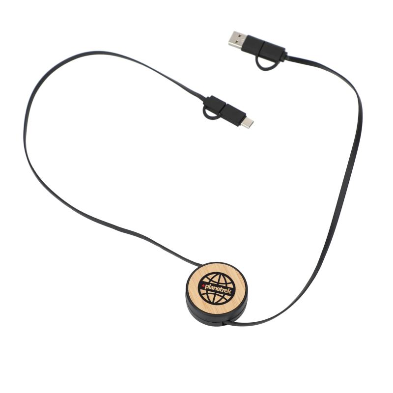 FSC® 100% Bamboo Retractable 5-in-1 Charging Cable 1 FSC® 100% Bamboo Retractable 5-in-1 Charging Cable 1