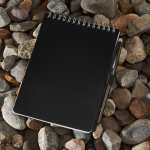 5'' x 7'' Mineral Stone Field Reporter Notebook with Pen - SM-5266BKFront 5'' x 7'' Mineral Stone Field Reporter Notebook with Pen - SM-5266BKFront