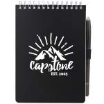 5'' x 7'' Mineral Stone Field Reporter Notebook with Pen - SM-5266BKFront 5'' x 7'' Mineral Stone Field Reporter Notebook with Pen - SM-5266BKFront
