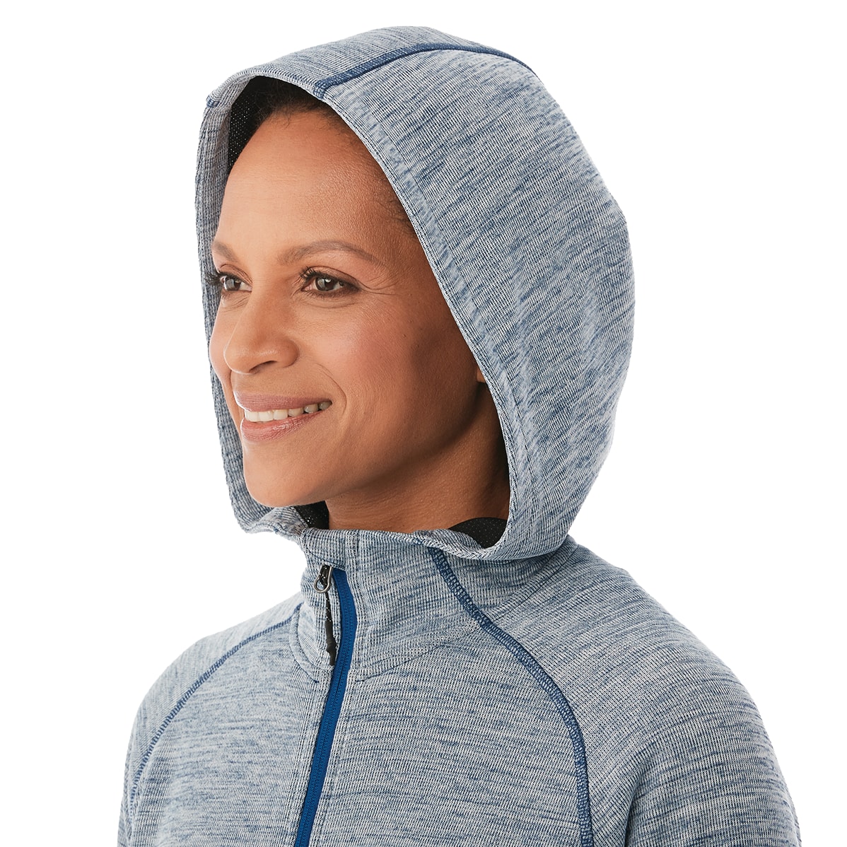 Women's ODELL Performance Knit Tunic Length Full Zip Hoodie with Thumb Holes 1