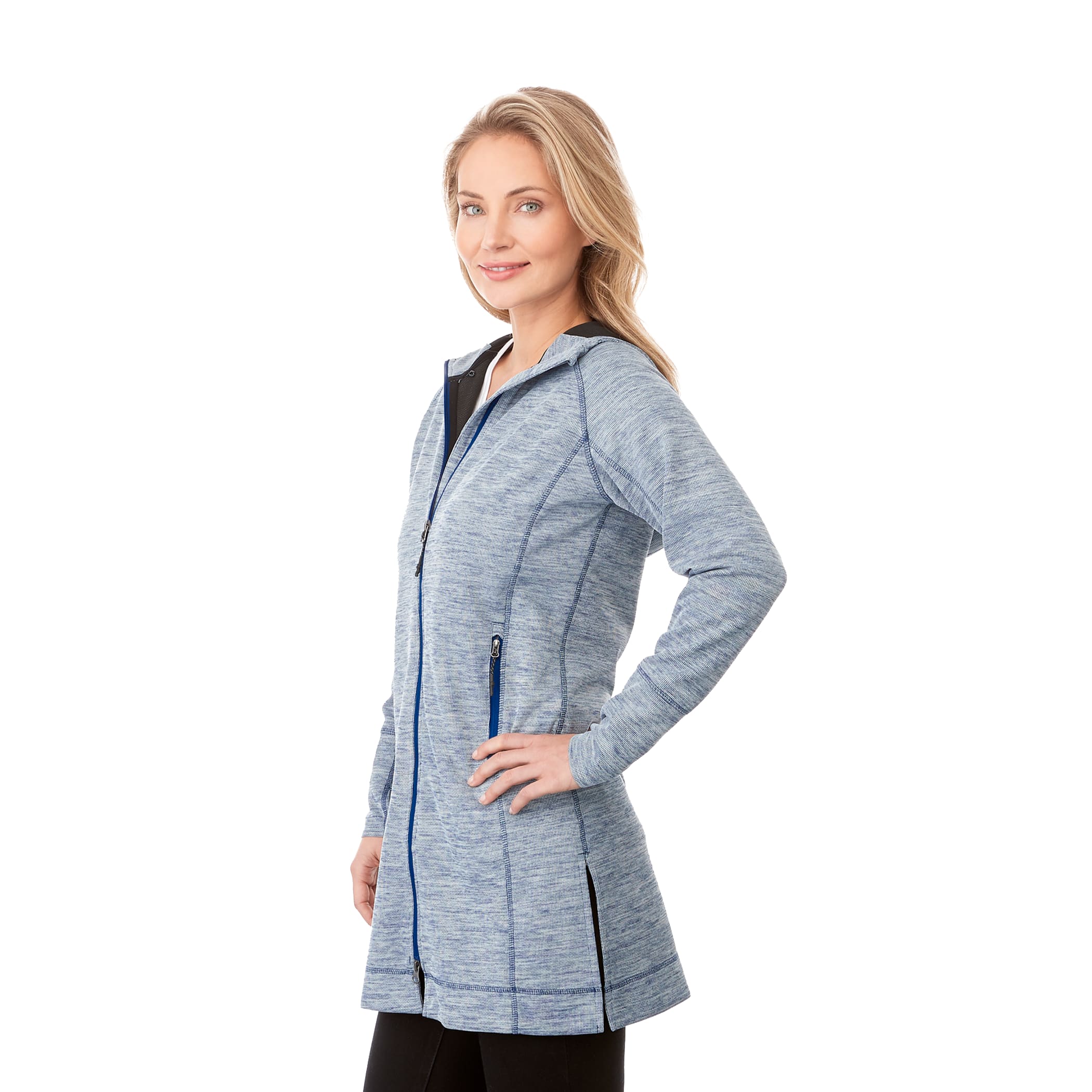 Women's ODELL Performance Knit Tunic Length Full Zip Hoodie with Thumb Holes 1
