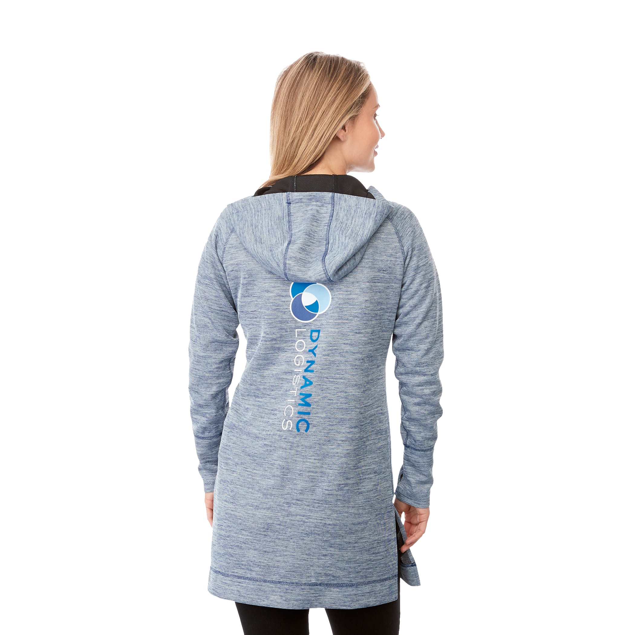 Women's ODELL Performance Knit Tunic Length Full Zip Hoodie with Thumb Holes 1