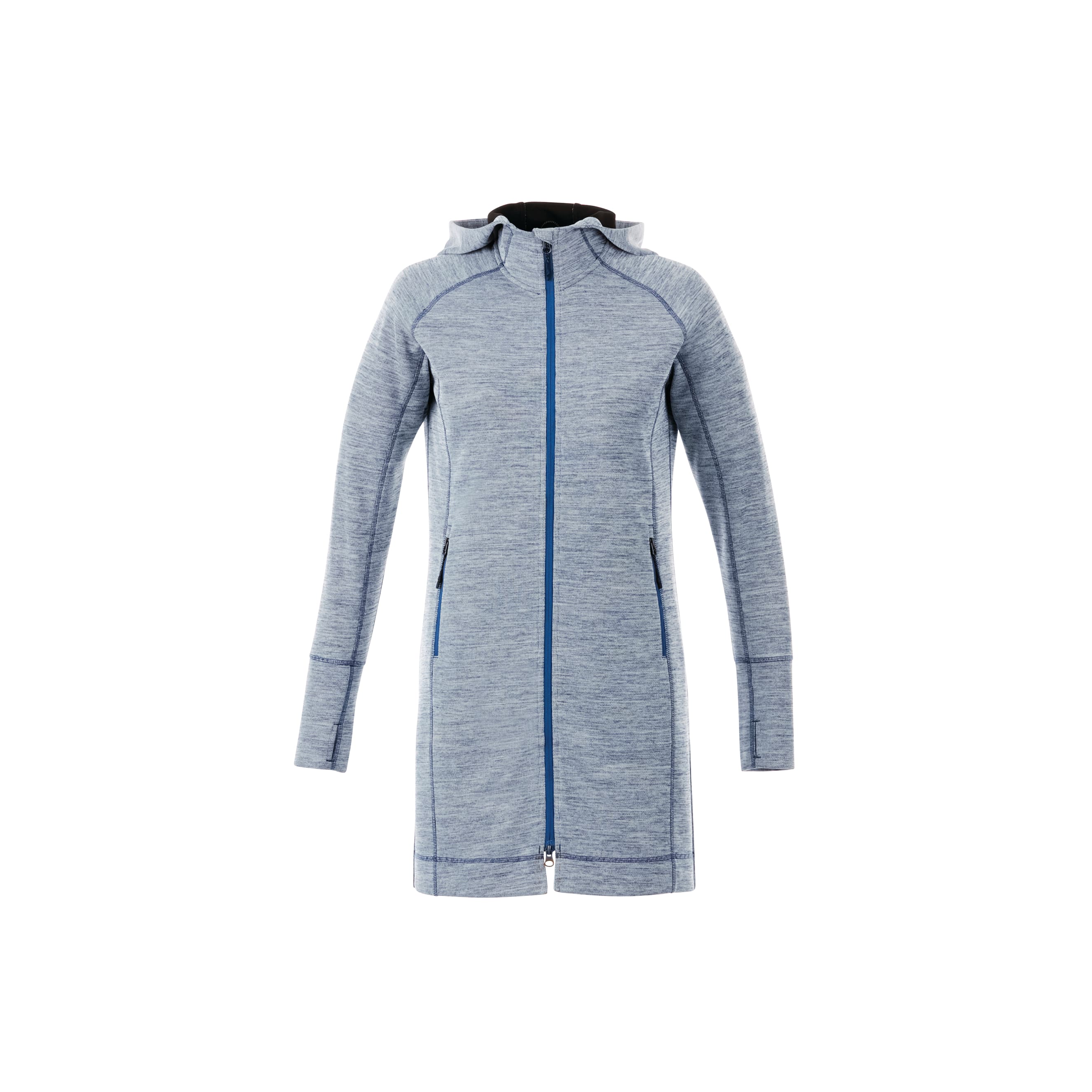 Women's ODELL Performance Knit Tunic Length Full Zip Hoodie with Thumb Holes 1